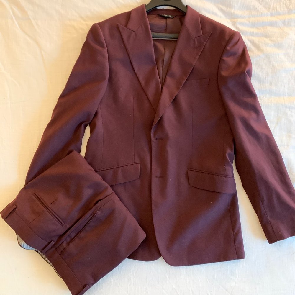 Mens Lineage Burgundy Suit